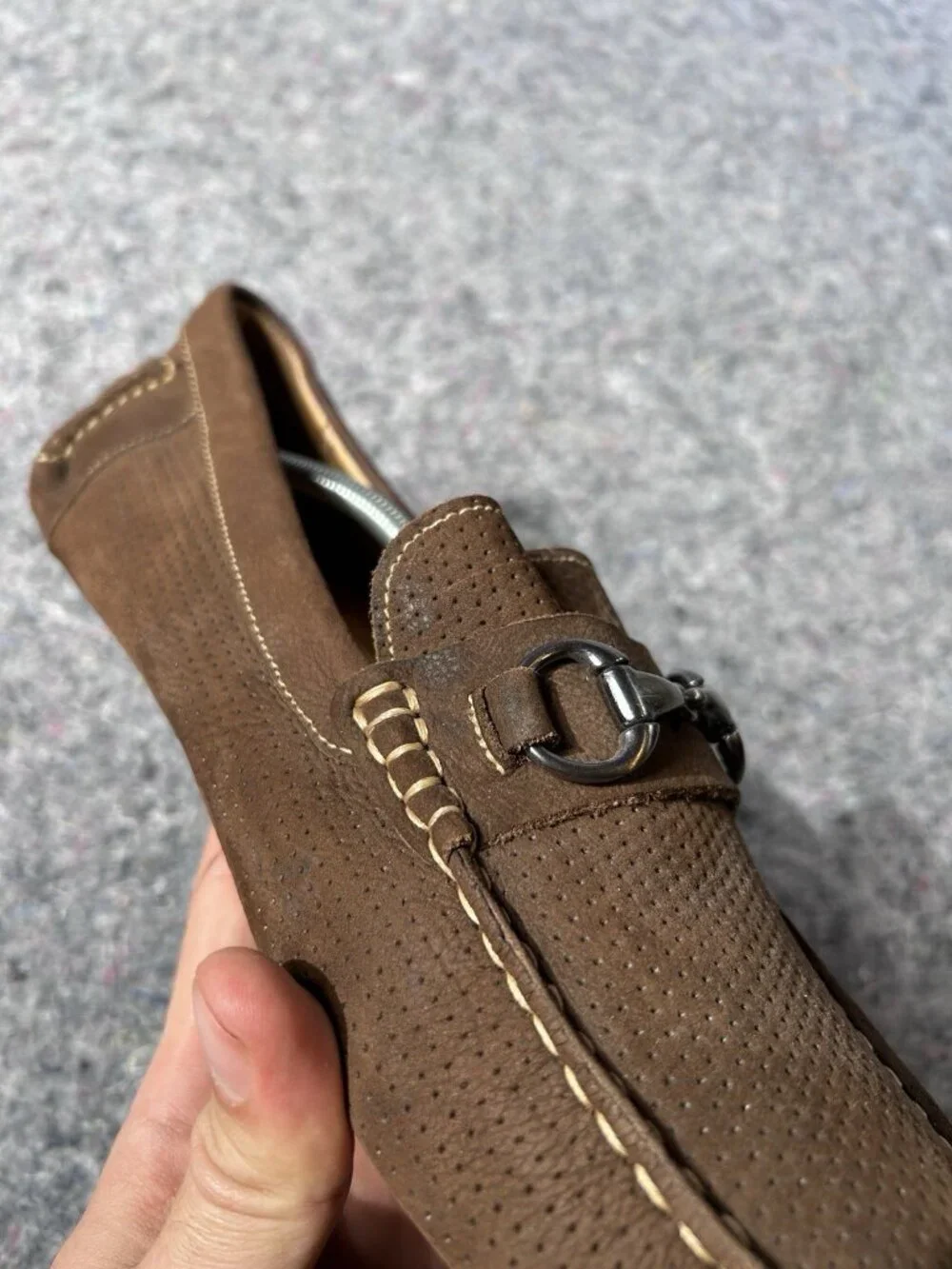 1901 Nordstrom Mens Brown Perforated Suede Horsebit Driving Loafers Size 13